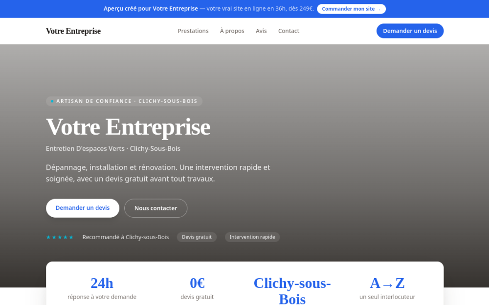 Agence digitale pour entretien d'espaces verts à Clichy-sous-Bois — création de site internet entretien d'espaces verts à Clichy-sous-Bois