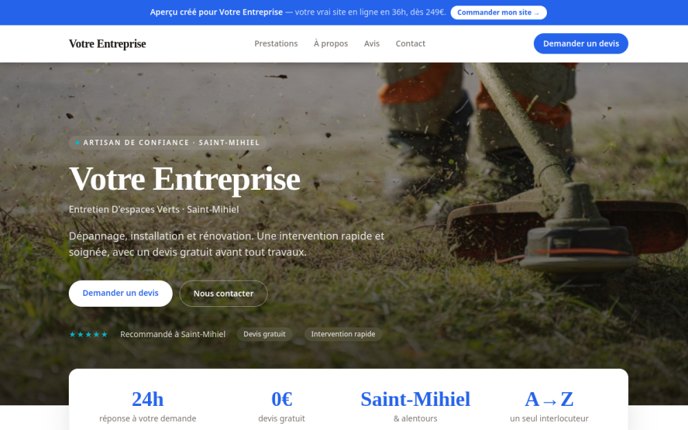Agence digitale pour entretien d'espaces verts à Saint-Mihiel — création de site internet entretien d'espaces verts à Saint-Mihiel