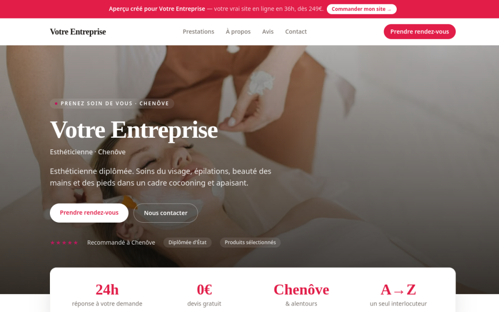 Agence digitale pour esthéticienne à Chenôve — création de site internet esthéticienne à Chenôve