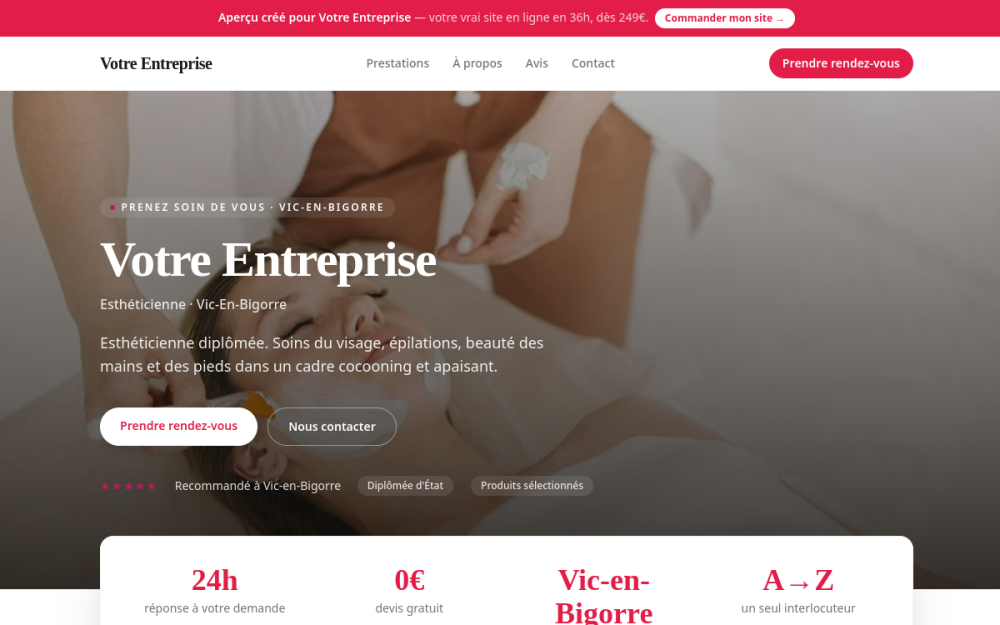 Agence digitale pour esthéticienne à Vic-en-Bigorre — création de site internet esthéticienne à Vic-en-Bigorre