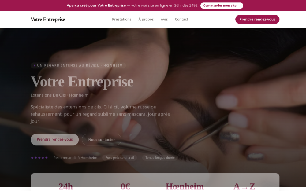 Agence digitale pour extensions de cils à Hœnheim — création de site internet extensions de cils à Hœnheim