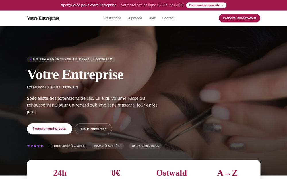 Agence digitale pour extensions de cils à Ostwald — création de site internet extensions de cils à Ostwald