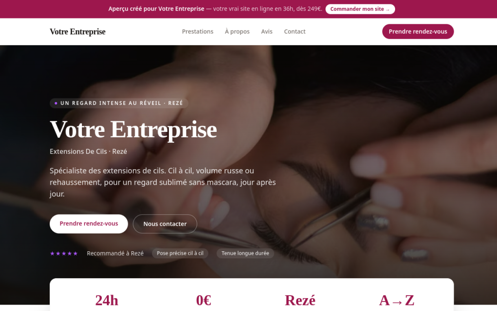 Agence digitale pour extensions de cils à Rezé — création de site internet extensions de cils à Rezé