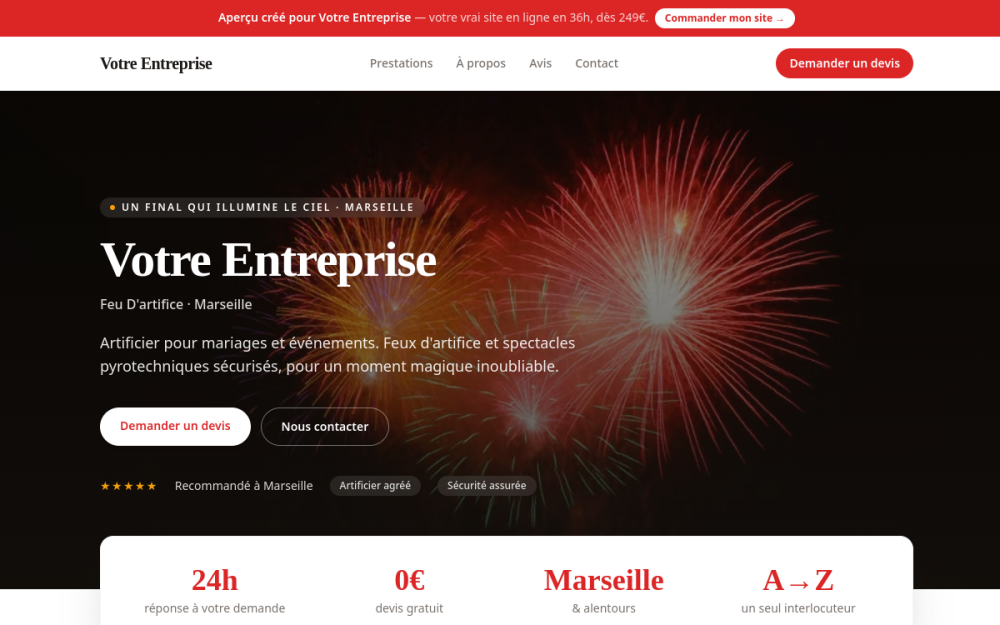 Agence digitale pour feu d'artifice à Marseille — création de site internet feu d'artifice à Marseille
