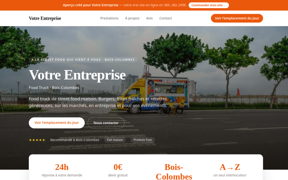 Agence digitale pour food truck à Bois-Colombes — création de site internet food truck à Bois-Colombes