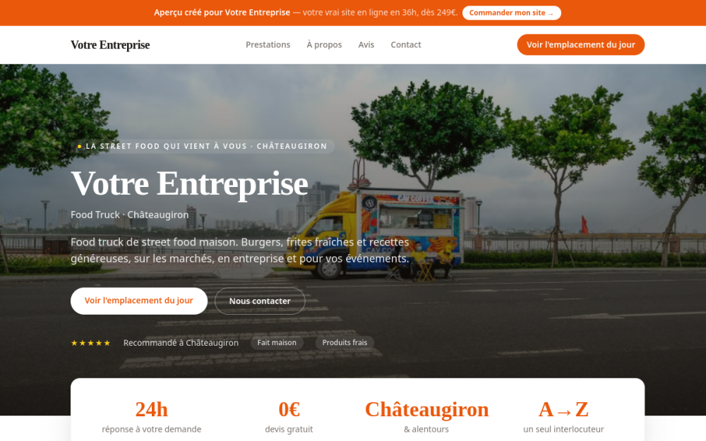 Agence digitale pour food truck à Châteaugiron — création de site internet food truck à Châteaugiron