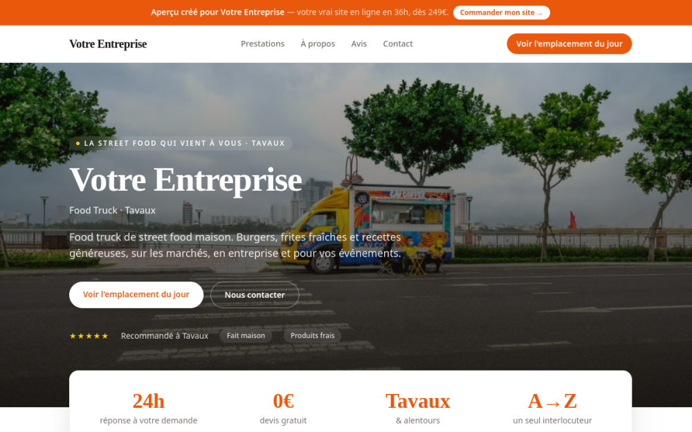 Agence digitale pour food truck à Tavaux — création de site internet food truck à Tavaux