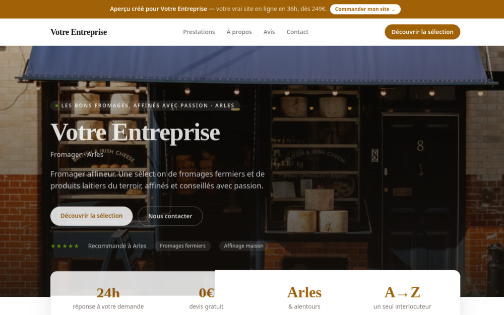 Agence digitale pour fromager à Arles — création de site internet fromager à Arles