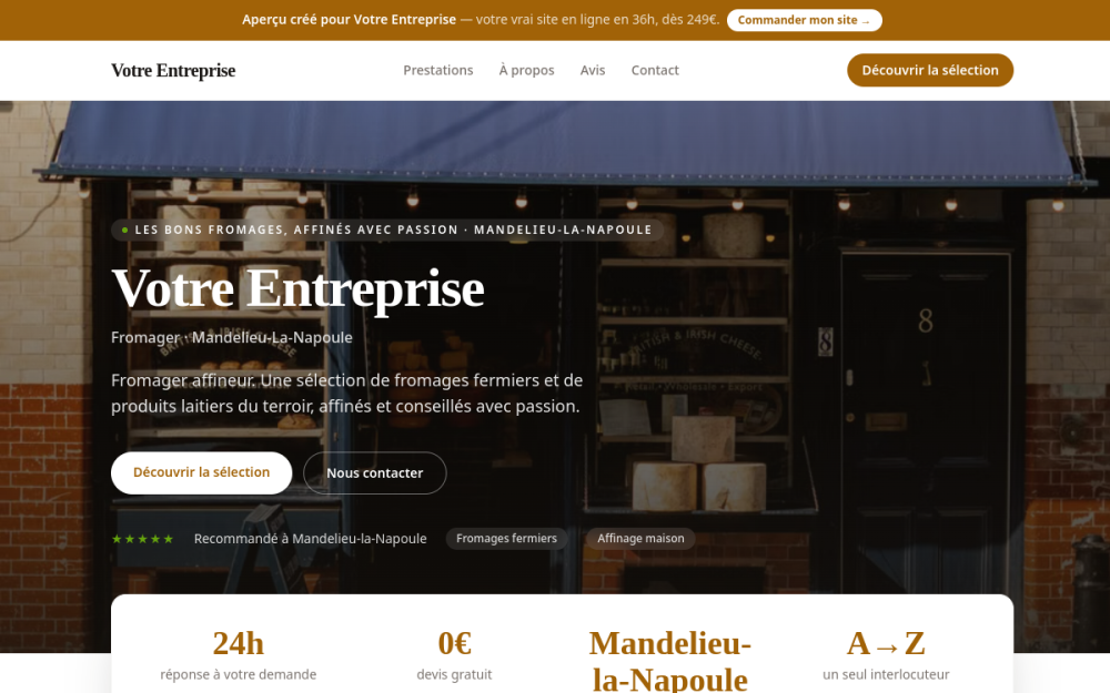 Agence digitale pour fromager à Mandelieu-la-Napoule — création de site internet fromager à Mandelieu-la-Napoule