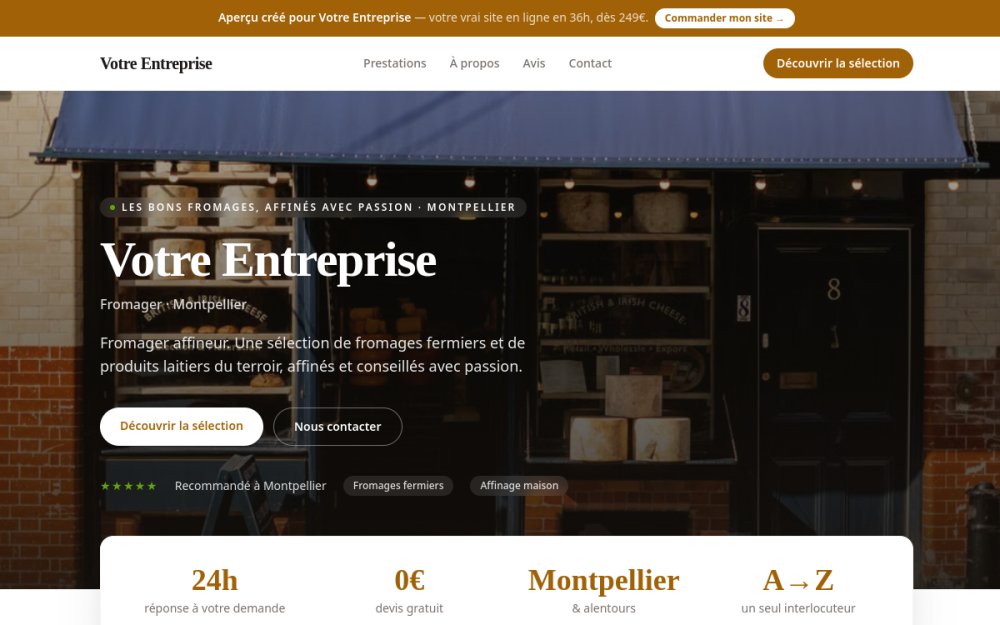 Agence digitale pour fromager à Montpellier — création de site internet fromager à Montpellier