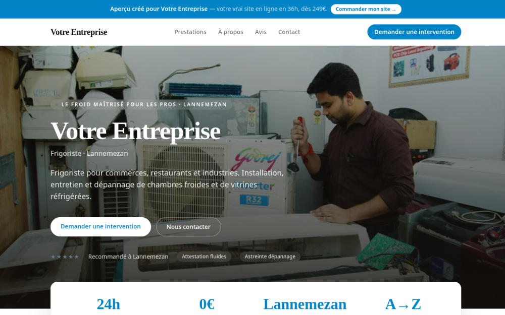 Agence digitale pour frigoriste à Lannemezan — création de site internet frigoriste à Lannemezan