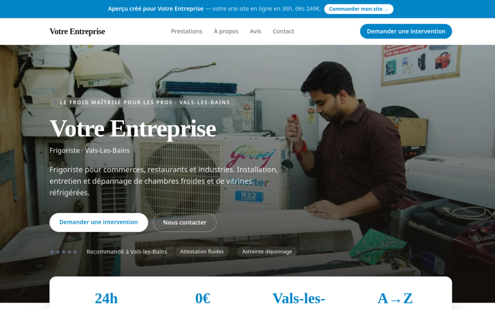 Agence digitale pour frigoriste à Vals-les-Bains — création de site internet frigoriste à Vals-les-Bains