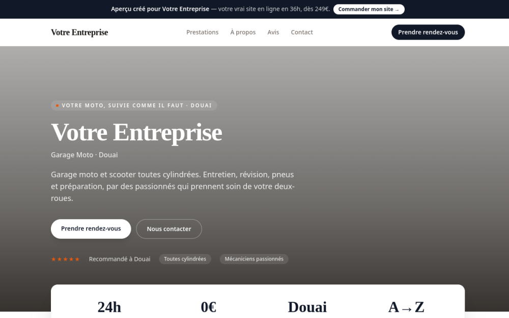 Agence digitale pour garage moto à Douai — création de site internet garage moto à Douai