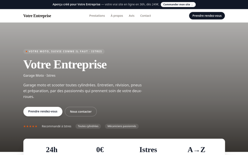 Agence digitale pour garage moto à Istres — création de site internet garage moto à Istres