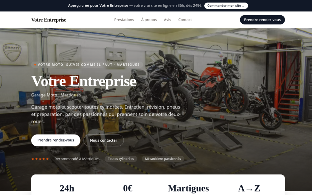 Agence digitale pour garage moto à Martigues — création de site internet garage moto à Martigues