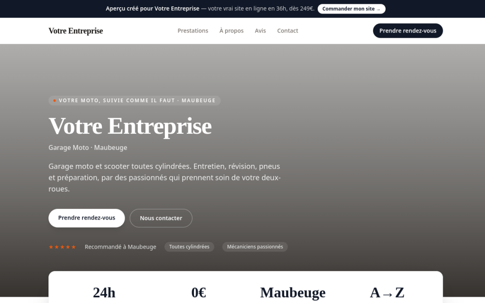 Agence digitale pour garage moto à Maubeuge — création de site internet garage moto à Maubeuge