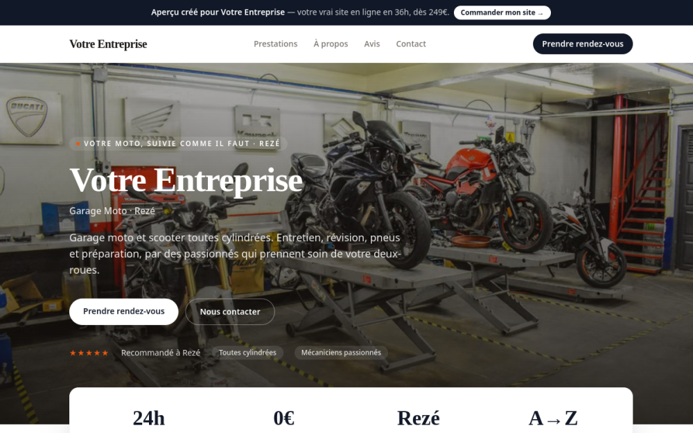 Agence digitale pour garage moto à Rezé — création de site internet garage moto à Rezé