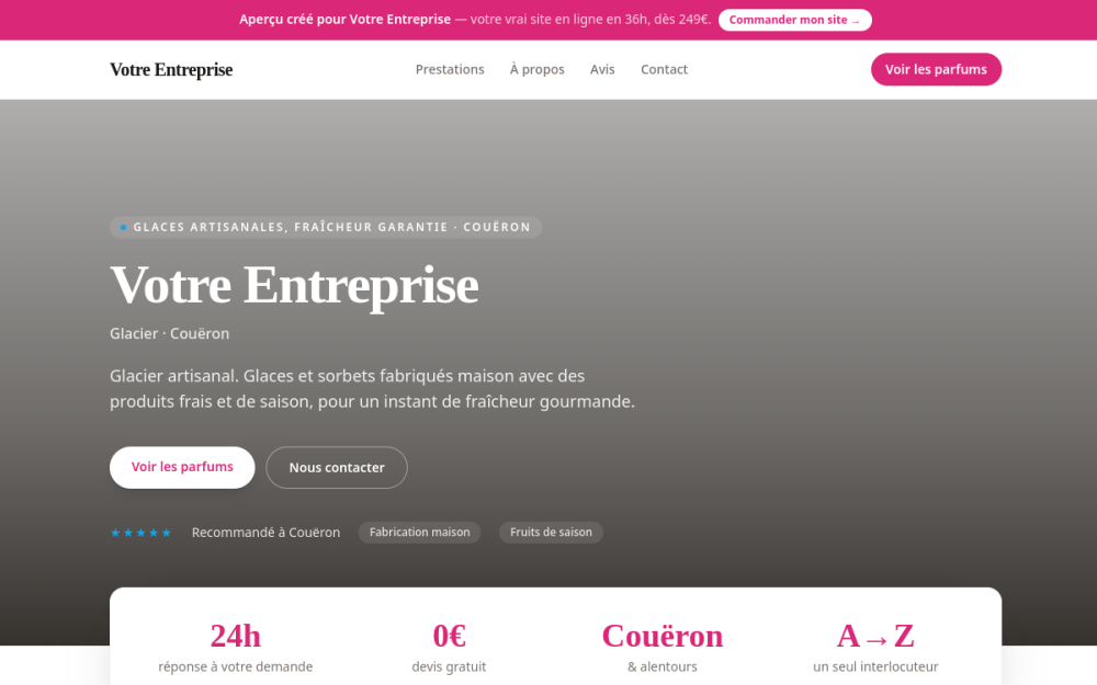 Agence digitale pour glacier à Couëron — création de site internet glacier à Couëron