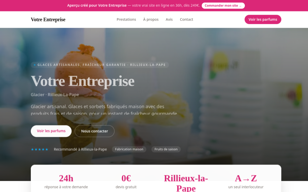 Agence digitale pour glacier à Rillieux-la-Pape — création de site internet glacier à Rillieux-la-Pape