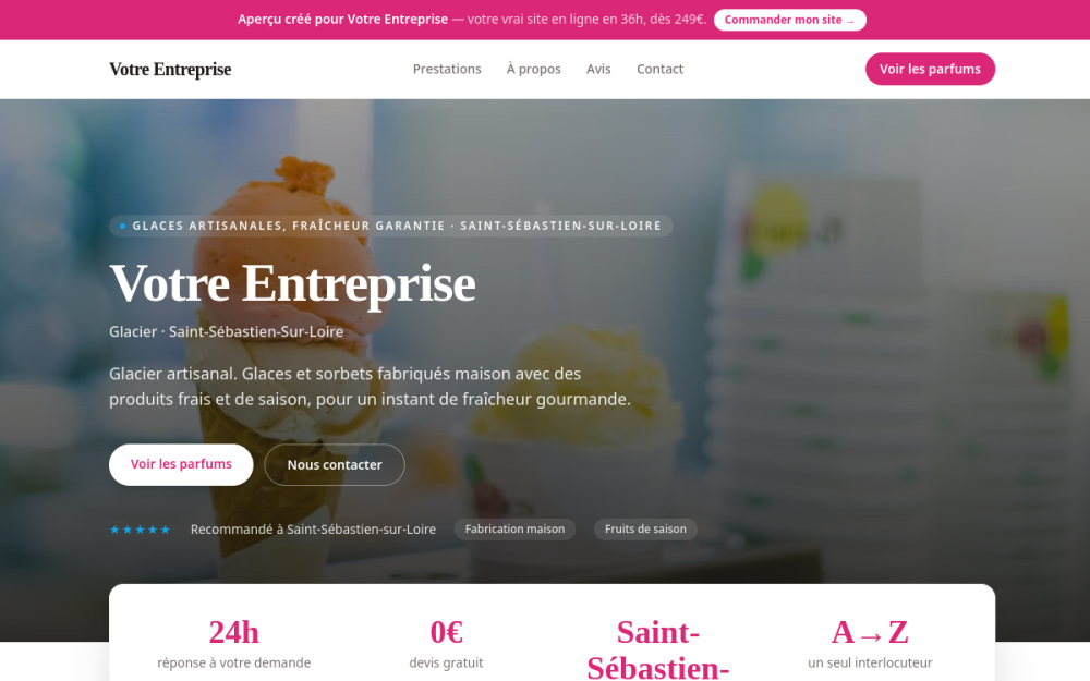 Agence digitale pour glacier à Saint-Sébastien-sur-Loire — création de site internet glacier à Saint-Sébastien-sur-Loire