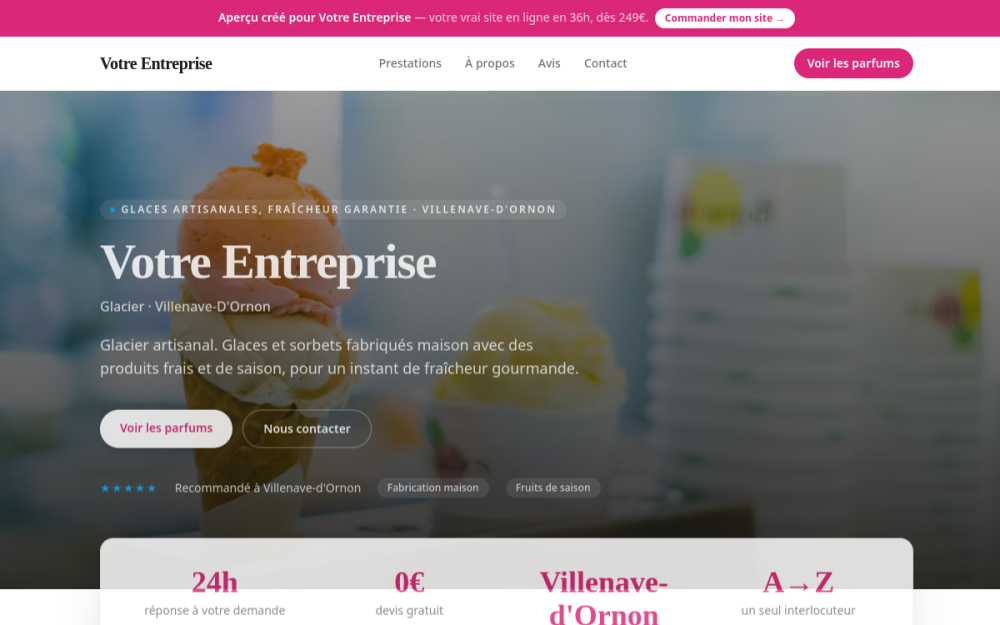 Agence digitale pour glacier à Villenave-d'Ornon — création de site internet glacier à Villenave-d'Ornon
