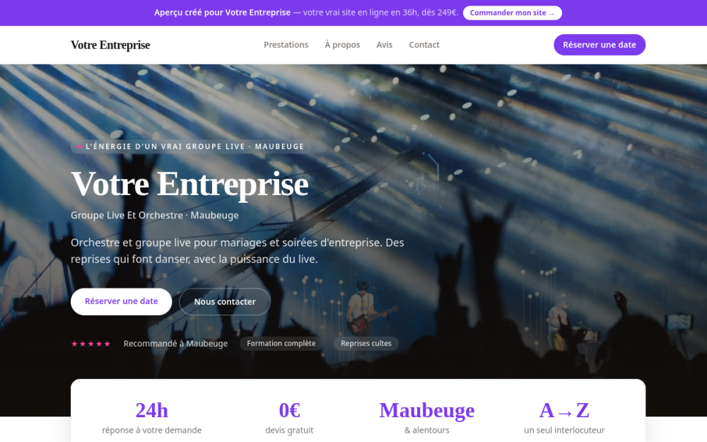 Agence digitale pour groupe live et orchestre à Maubeuge — création de site internet groupe live et orchestre à Maubeuge