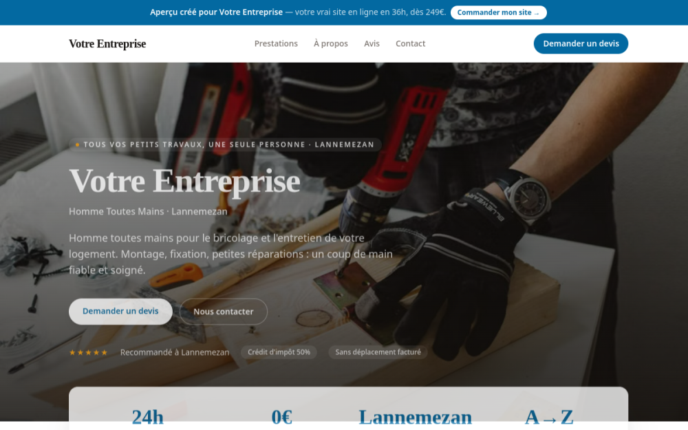Agence digitale pour homme toutes mains à Lannemezan — création de site internet homme toutes mains à Lannemezan