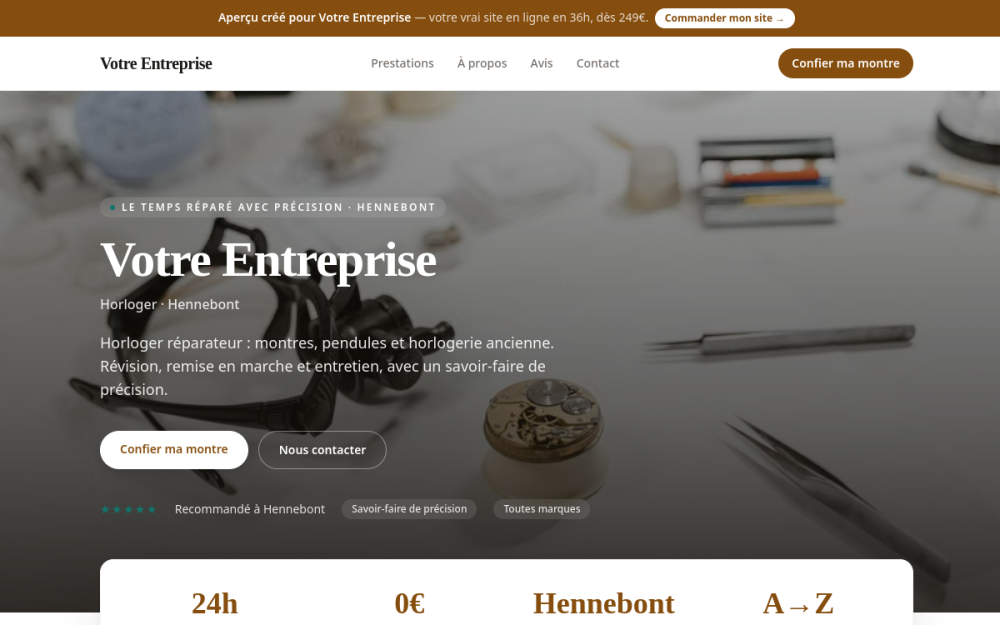 Agence digitale pour horloger à Hennebont — création de site internet horloger à Hennebont
