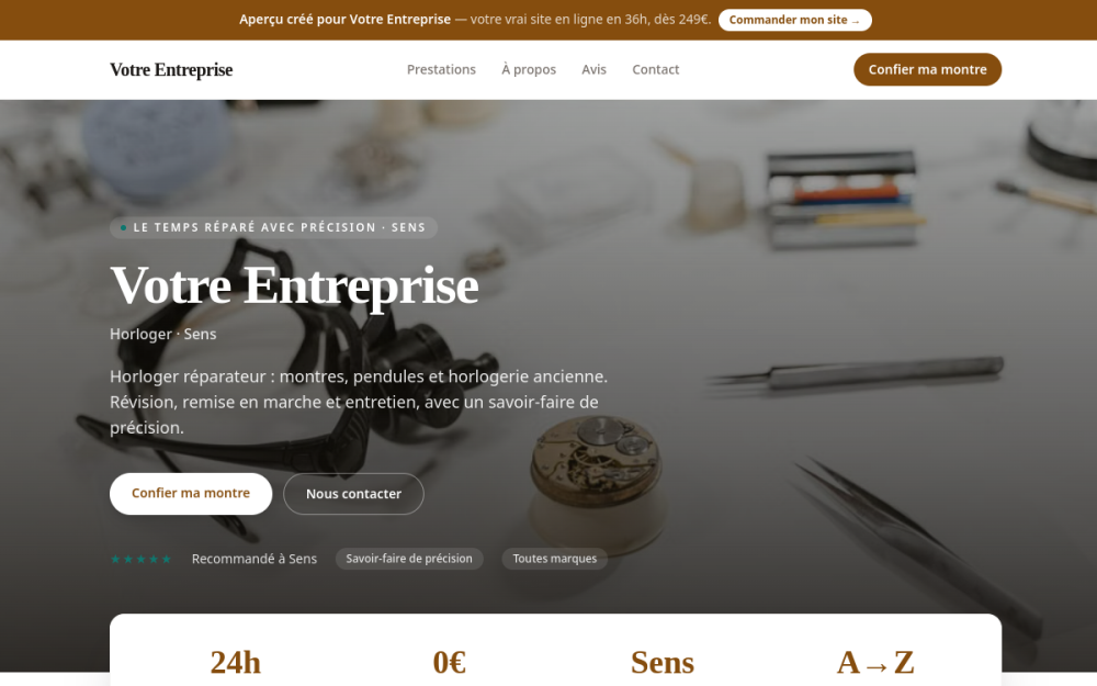 Agence digitale pour horloger à Sens — création de site internet horloger à Sens