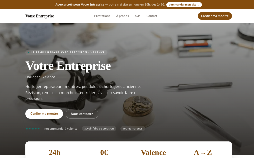 Agence digitale pour horloger à Valence — création de site internet horloger à Valence