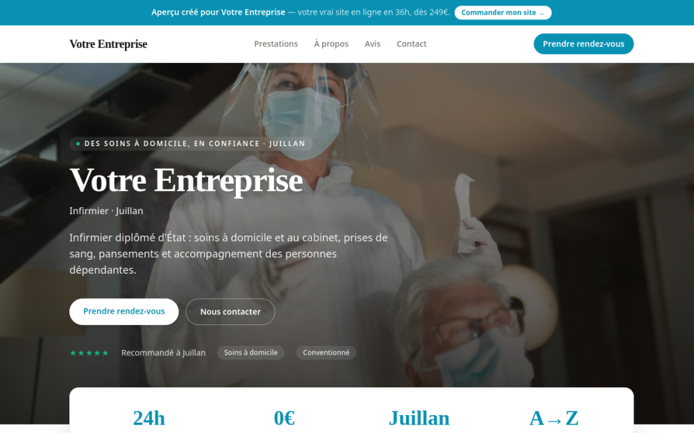 Agence digitale pour infirmier à Juillan — création de site internet infirmier à Juillan