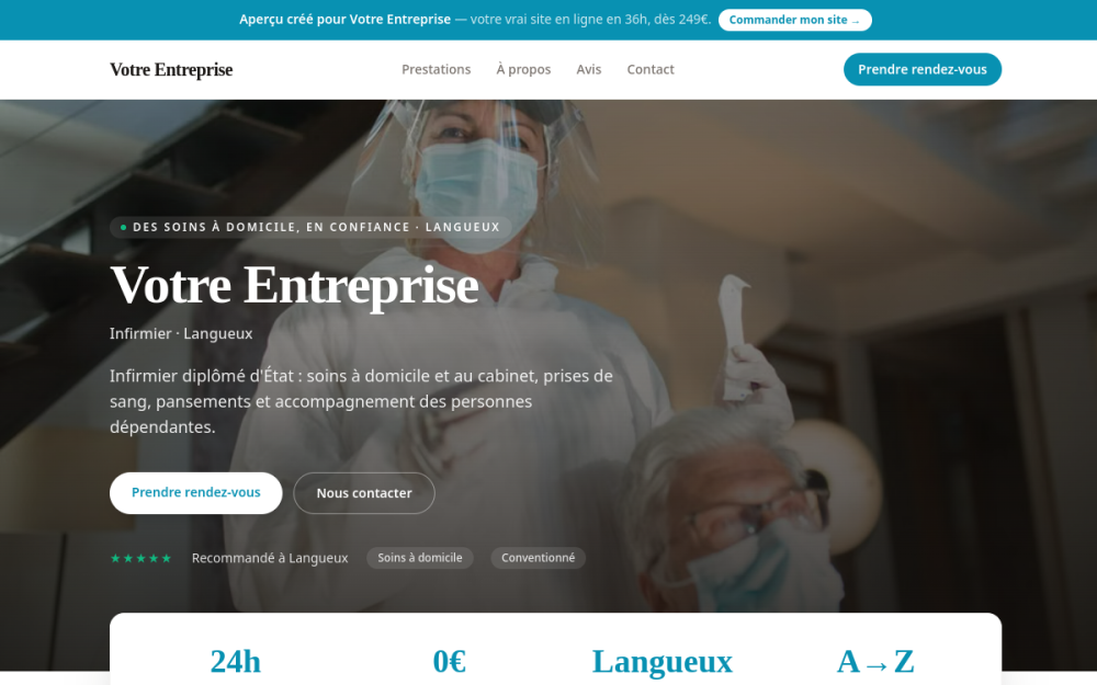 Agence digitale pour infirmier à Langueux — création de site internet infirmier à Langueux