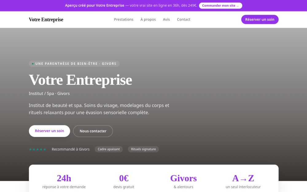 Agence digitale pour institut / spa à Givors — création de site internet institut / spa à Givors
