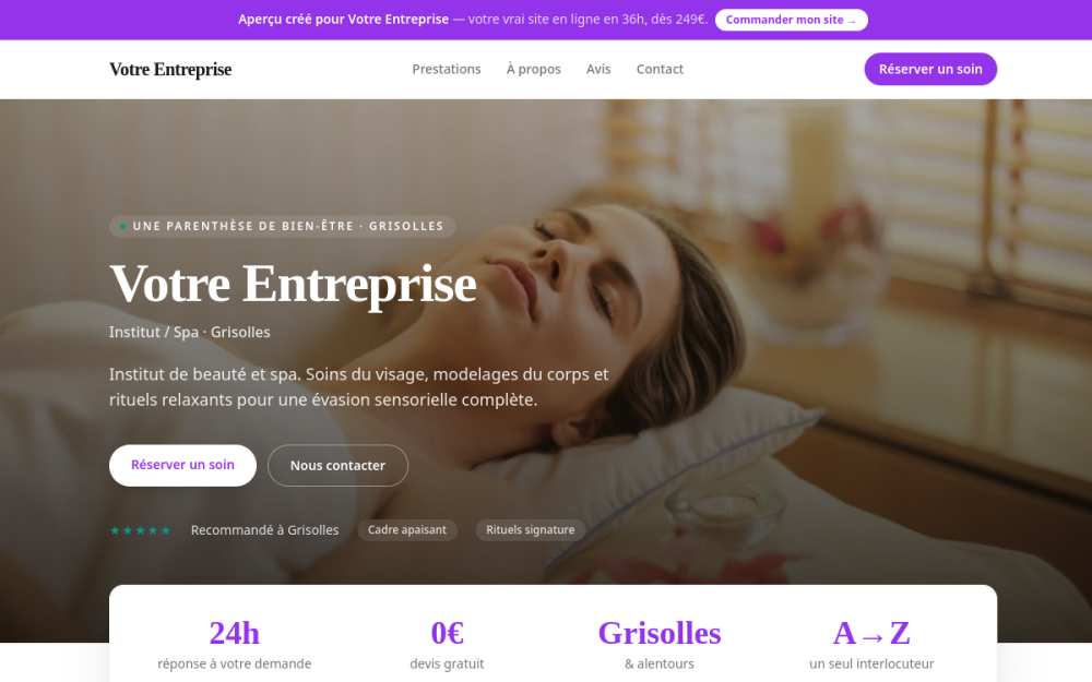 Agence digitale pour institut / spa à Grisolles — création de site internet institut / spa à Grisolles