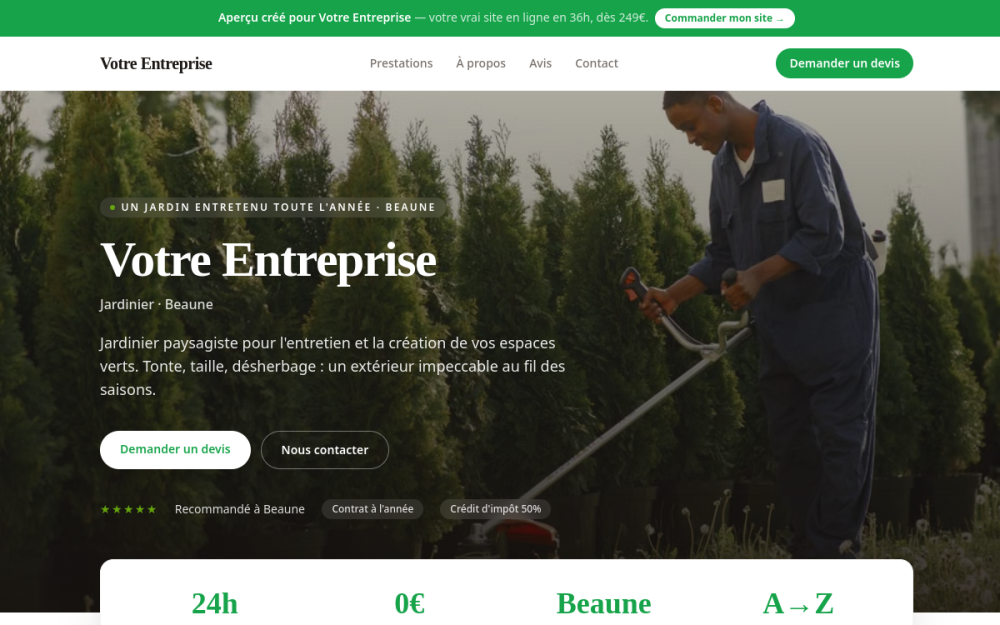 Agence web Jardin & Extérieur à Beaune — création de site internet