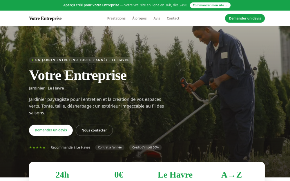 Agence web Jardin & Extérieur à Le Havre — création de site internet