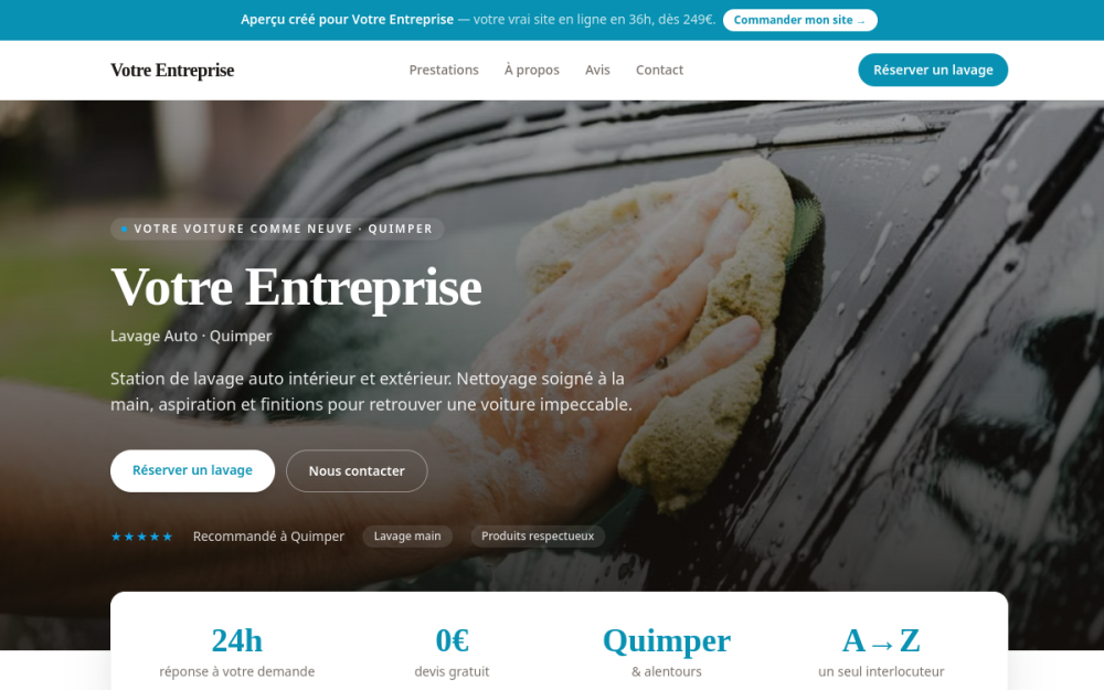 Agence digitale pour lavage auto à Quimper — création de site internet lavage auto à Quimper