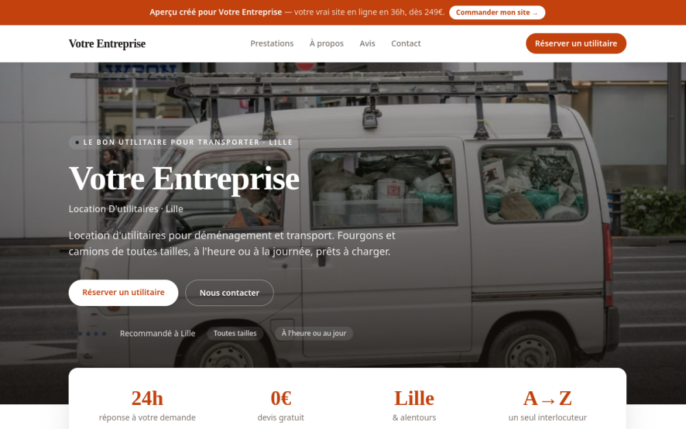 Agence digitale pour location d'utilitaires à Lille — création de site internet location d'utilitaires à Lille