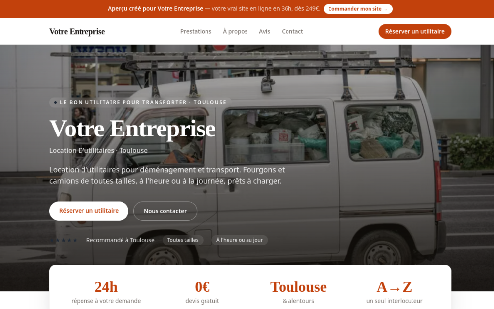 Agence digitale pour location d'utilitaires à Toulouse — création de site internet location d'utilitaires à Toulouse