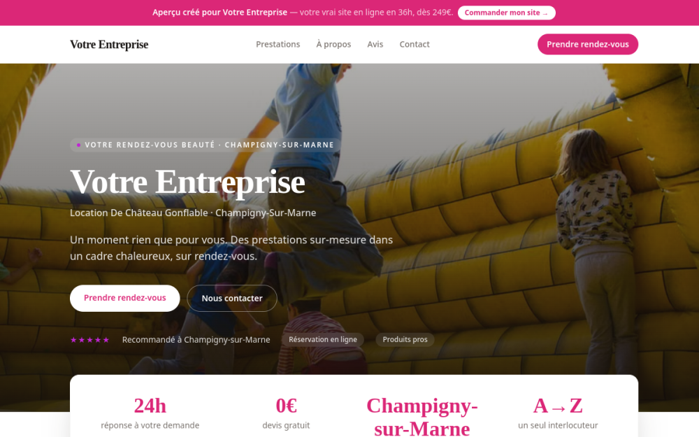 Agence digitale pour location de château gonflable à Champigny-sur-Marne — création de site internet location de château gonflable à Champigny-sur-Marne