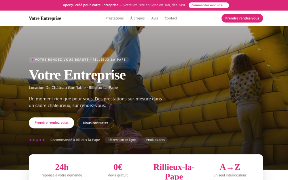 Agence digitale pour location de château gonflable à Rillieux-la-Pape — création de site internet location de château gonflable à Rillieux-la-Pape