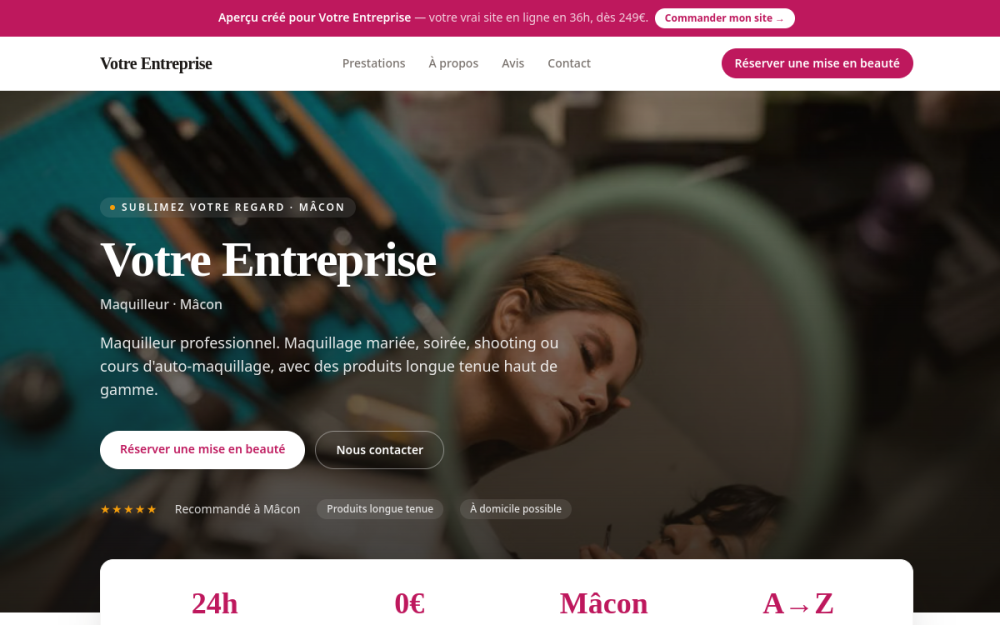 Agence digitale pour maquilleur à Mâcon — création de site internet maquilleur à Mâcon