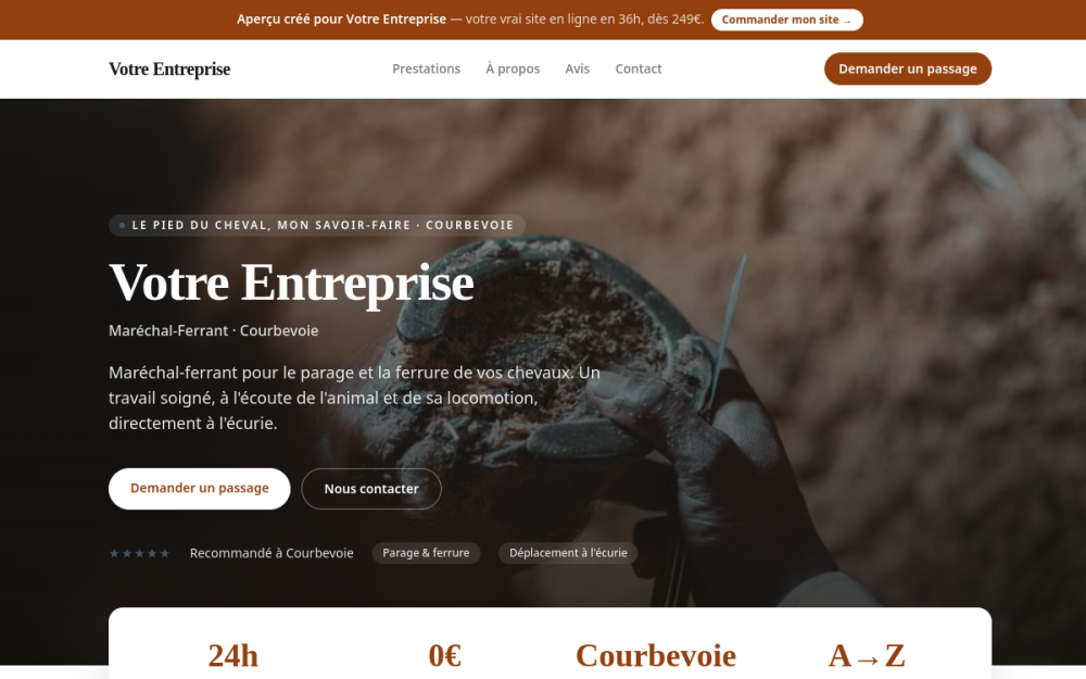 Agence digitale pour maréchal-ferrant à Courbevoie — création de site internet maréchal-ferrant à Courbevoie