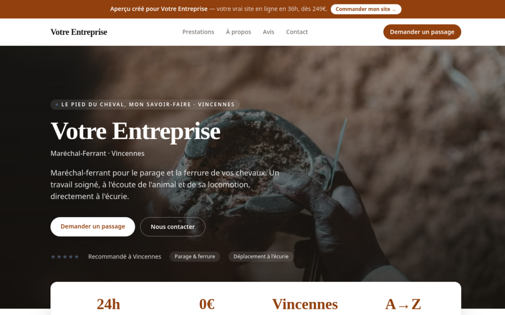 Agence digitale pour maréchal-ferrant à Vincennes — création de site internet maréchal-ferrant à Vincennes