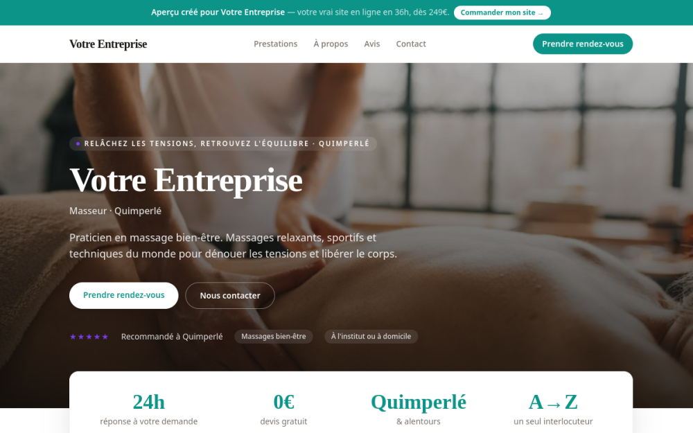 Agence digitale pour masseur à Quimperlé — création de site internet masseur à Quimperlé
