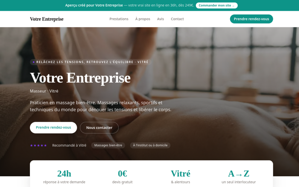 Agence digitale pour masseur à Vitré — création de site internet masseur à Vitré