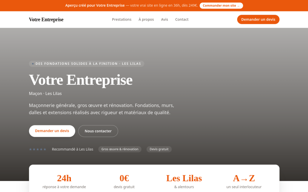Agence digitale pour maçon à Les Lilas — création de site internet maçon à Les Lilas