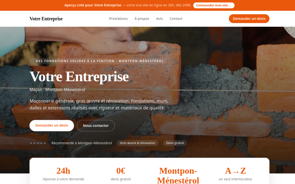 Agence digitale pour maçon à Montpon-Ménestérol — création de site internet maçon à Montpon-Ménestérol