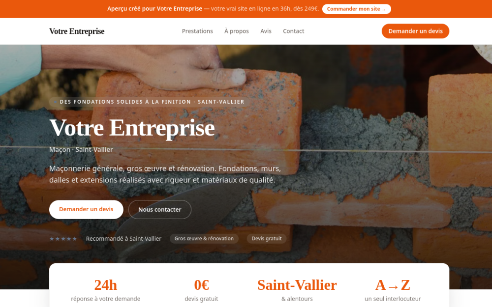 Agence digitale pour maçon à Saint-Vallier — création de site internet maçon à Saint-Vallier