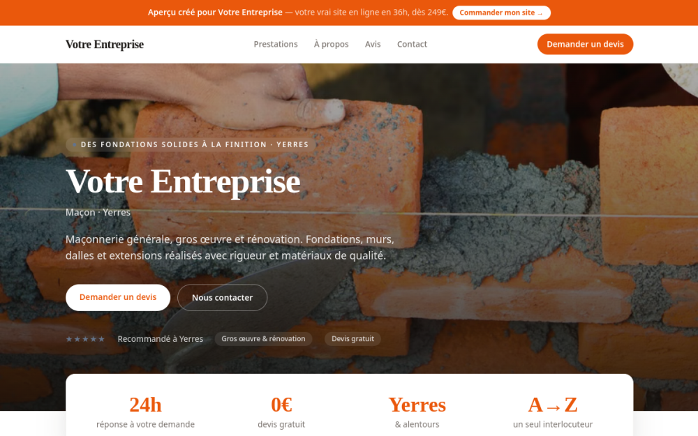 Agence digitale pour maçon à Yerres — création de site internet maçon à Yerres